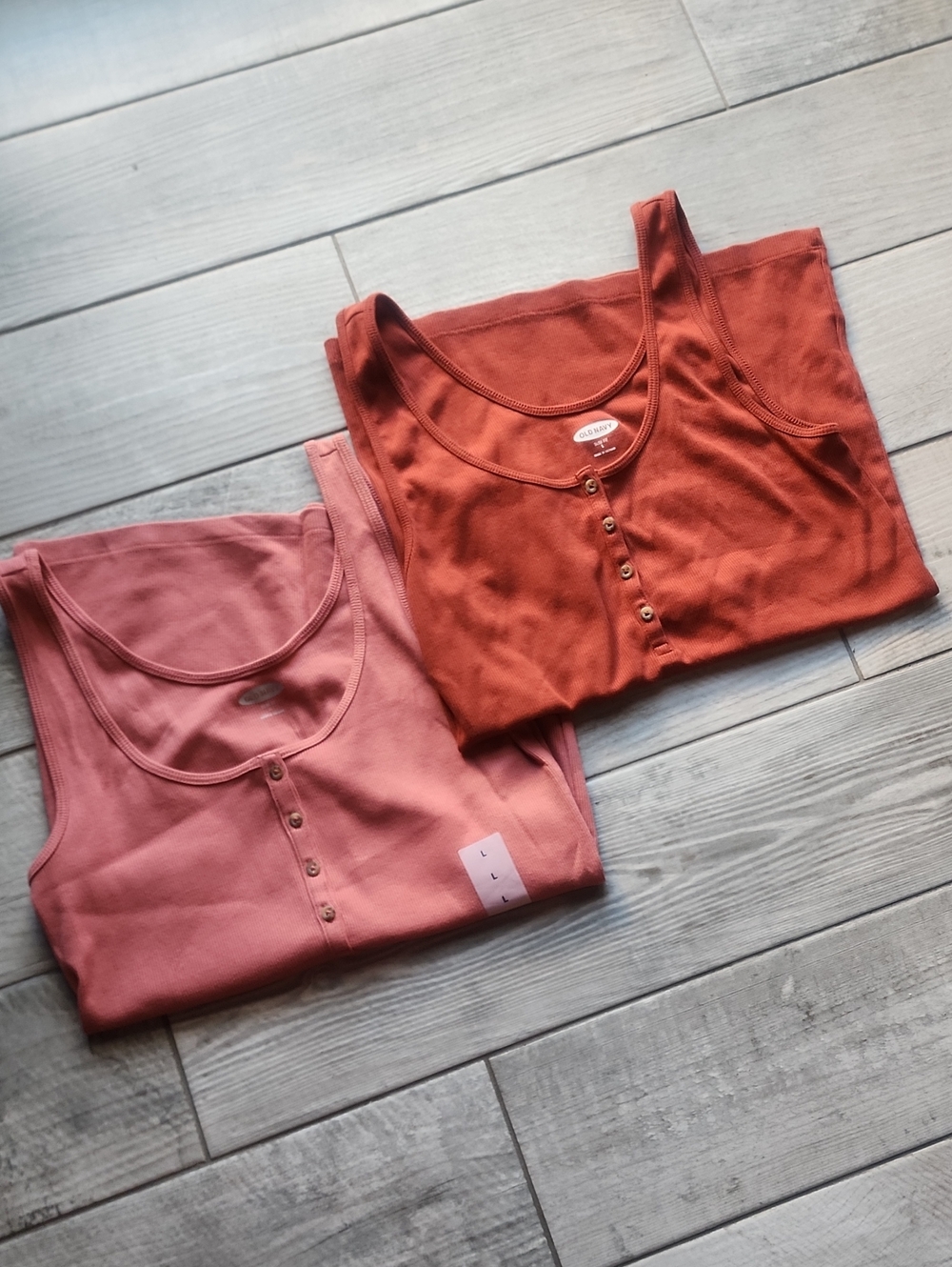 Old Navy Women's Slim Fit Tank Tops — Pink & Rust Two-Pack